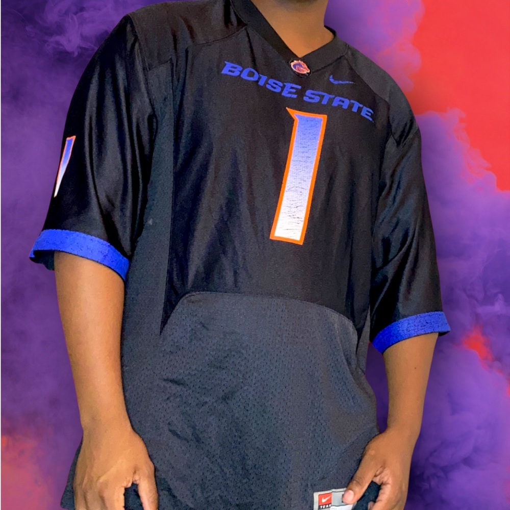Men's Nike #1 Black Boise State Broncos Jersey, Size: Large, Blue